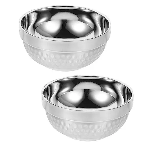 Produktbild: OKUMEYR 2St Schüssel aus Edelstahl doppelte Schüssel Salatbehälter Frühstücksschalen edelstahlschüsseln weichnachtsgeschke Küchenschüssel doppelte Salatschüssel Rostfreier Stahl Silver