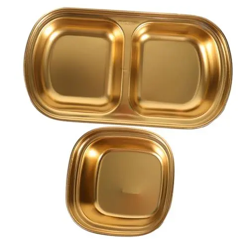 Produktbild: OKUMEYR 2St mutfak aksesuarları küchenzubehör Essensschale für Desserts kitchen zubehör grillhaube Minigericht Soßengerichte zum Dippen Saucen-Dip-Gericht Tauchschale Edelstahl 304 Golden