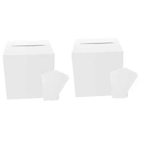 Produktbild: OKUMEYR 2 Sätze Loskartenbox für die Tombola Hochzeitskartenbox Kartenbox für Hochzeitsfeier Hochzeitsgeldhalter Visitenkartenhalter Hochzeitskartenetui Papier Weiß