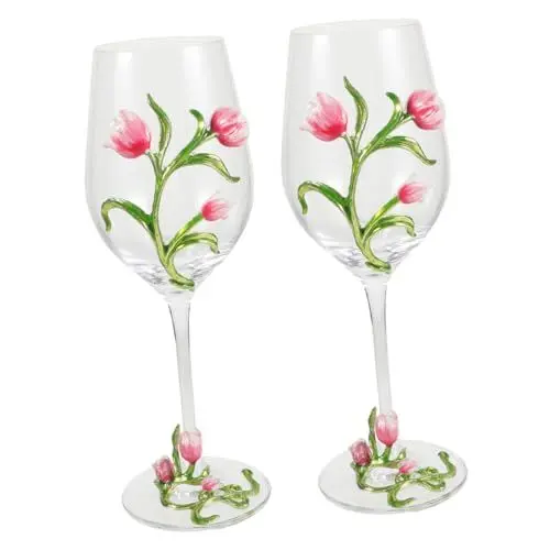 Produktbild: OKUMEYR Weingläser im Retro-Tulpen-Design 2 Stück kratzfest aus Glas für besondere Anlässe