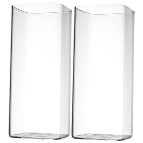 Produktbild: OKUMEYR Trinkbecher Set 2st Milchbecher Aus Glas Espressoktassen Trinkgläser Für Wasser Wasserbecher Getränkebecher Klare Highball-gläser Quadratischer Saftbecher Kaffeetasse Espressotasse Transparent