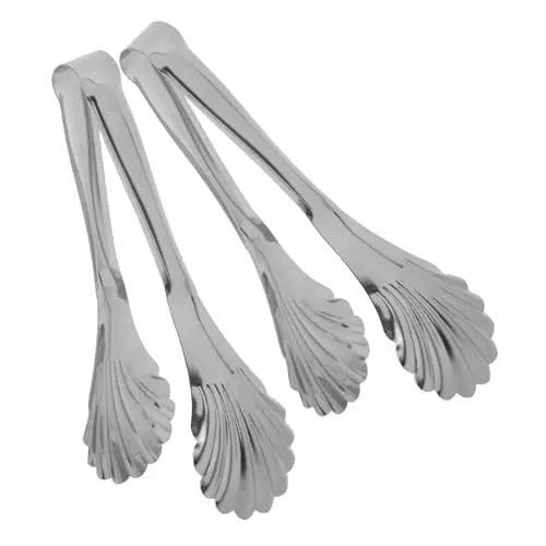 Produktbild: OKUMEYR Elegantes Salat-servierzangen-set Muschelzange Aus Edelstahl Ergonomischer Griff Für Buffet Silber