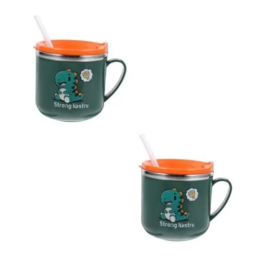 Produktbild: OKUMEYR Baby Stainless Cup 2st Schnabeltasse Selbsternährender Trinkbecher Für Kinder Trinkflasche Für Babys Trinkflasche Kleinkind Sportwasserflasche Milchflasche Green Pp Gehäuse