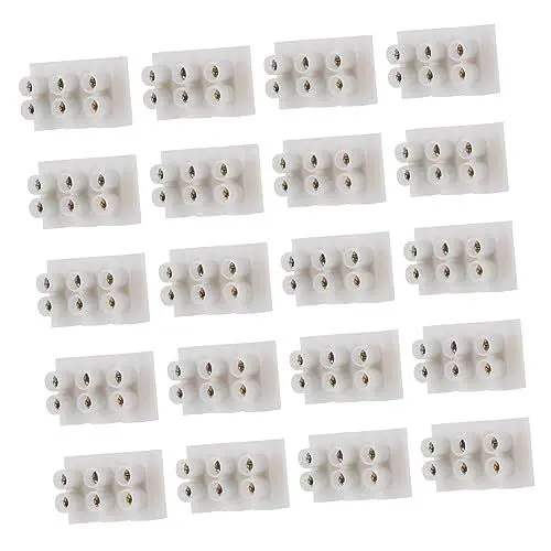 Produktbild: OKUMEYR 30st Terminal Zweireihiger Schraubklemmenblock 2-poliger Kabelanschluss Endbarriere Led-streifenanschlüsse Batterieklemme Elektrische Kabelklemme Kabelanschlussblock Weiß Pp