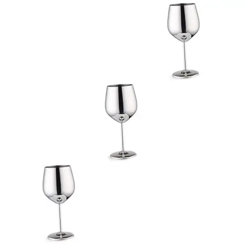 Produktbild: OKUMEYR 3 Stück 17 Oz Bruchsichere Rotweingläser Mit Edelstahl-stiel Isoliert Für Kalte/heiße Getränke Für Partys