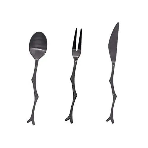 Produktbild: OKUMEYR Besteckset 3-teilig Löffel- Und -set Vintage-stil Obstgabeln Aus Edelstahl Für Veranstaltungen Im Restaurant Zu Hause