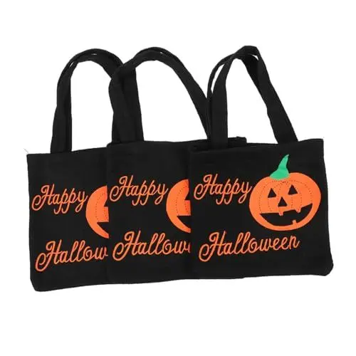 Produktbild: OKUMEYR Halloween Süßigkeitenbeutel 3 Stück Tragbare Geschenktüten Aufbewahrungsbeutel Für Kekse Und Süßigkeiten Handtaschen Für Halloween