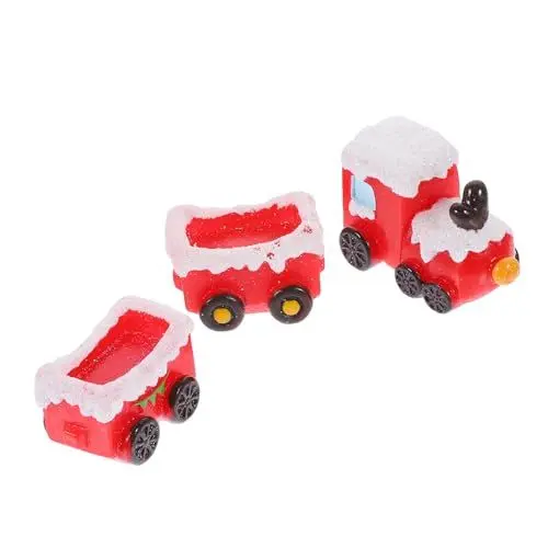 Produktbild: OKUMEYR 3 Stück Weihnachtszug Dekorationen Weihnachtszug Harz Weihnachtliche Dekorative Requisiten Weihnachts Desktop Dekorationen
