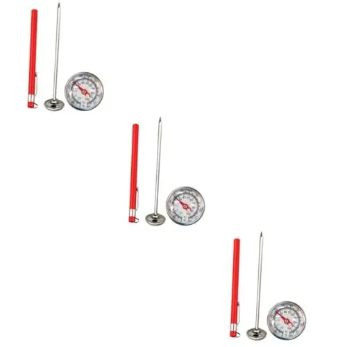 Produktbild: OKUMEYR 3st Kaffee-thermometer Küchenthermometer Milchthermometer Fleischthermometer Grillfleisch Thermometer Lebensmittelthermometer Aus Edelstahl Rot