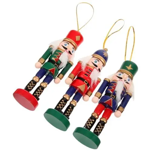 Produktbild: OKUMEYR 3st Nussknacker Tischdekoration Für Die Kurt Adler Holzausschnitt Zum Aufhängen Eines Weihnachtssoldatenfiguren Weihnachtliche Weihnachtsdeko Kunsthandwerk Weihnachtsbaum Hölzern