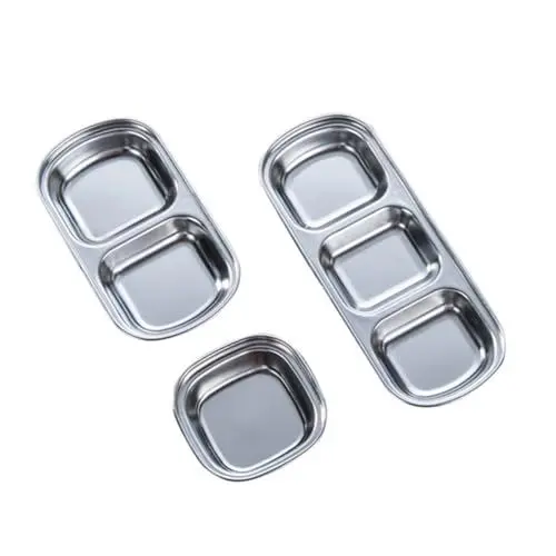 Produktbild: OKUMEYR 3 Würze Schüssel Set Edelstahl Dip Platten Für Süß- Sauce Senf Sauce