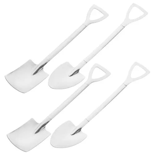 Produktbild: OKUMEYR 4 Stücke Schaufel Form Löffel Set Edelstahl Servieren Utensil Kuchen Dessert Löffel