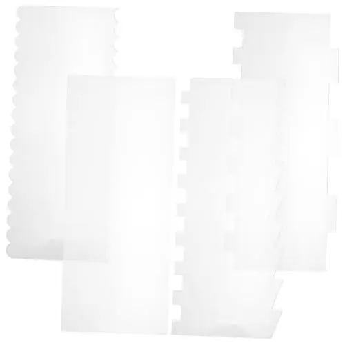 Produktbild: OKUMEYR 4 Stück Kuchenschaber Kuchenglasur Glatter Kuchendekorations-kammschaber Kuchenglätter, Schaber Kuchen-zuckerguss-schaber-werkzeug Klarer Kuchenglätter Aus Einstellen Creme Acryl