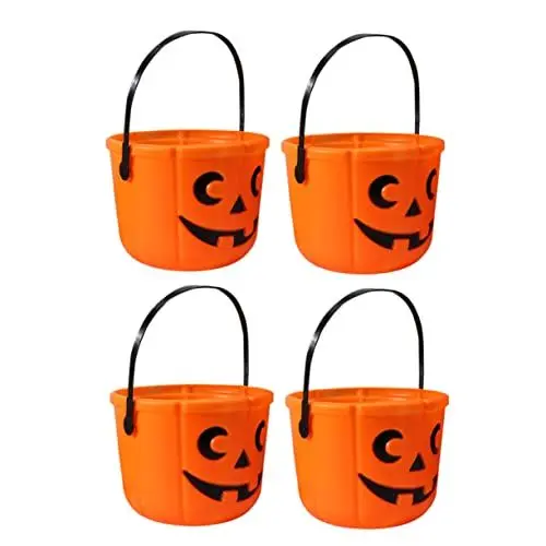 Produktbild: OKUMEYR Leichte Kürbis-Süßigkeiteneimer mit großer Kapazität 4 Stück Halloween-Süßigkeitenbehälter für Partys