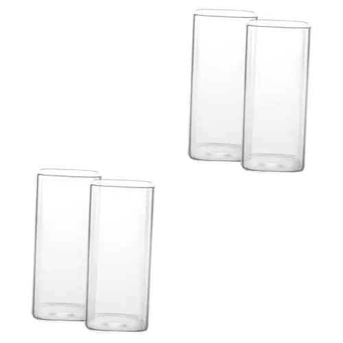 Produktbild: OKUMEYR 4 Stück Milchbecher Aus Glas Hitzebeständige Tasse Klare Teetassen Milchaufschäumbecher Espressoktassen Quadratische Gläser Cocktailgläser Saftkaraffe Milchkaffeetasse Transparent