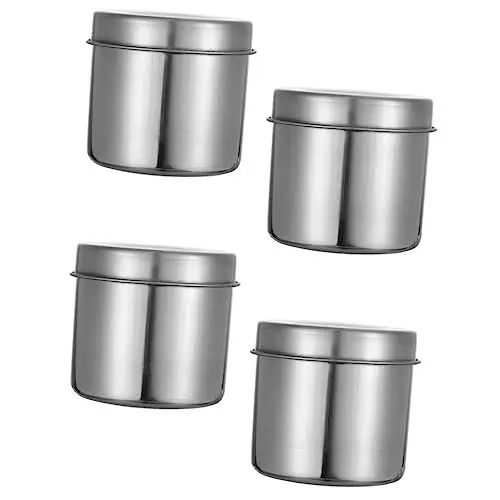 Produktbild: OKUMEYR 4 Stück aus Edelstahl edelstahlbehälter lagercontainer aufbewahrungskorb office zubehör Spender Geschenkdose zuckerdose Lagerbehälter Speicher kann Rostfreier Stahl