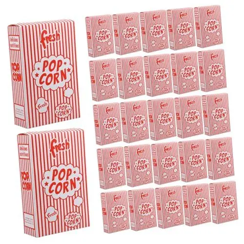 Produktbild: OKUMEYR Popcorn Tüte 50 Stück Popcorn Halter Snack Boxen French Fires Behälter Süßigkeiten Halter Snack Behälter Ideal Für Partys Kinoabende Und Events Popcorn Süß