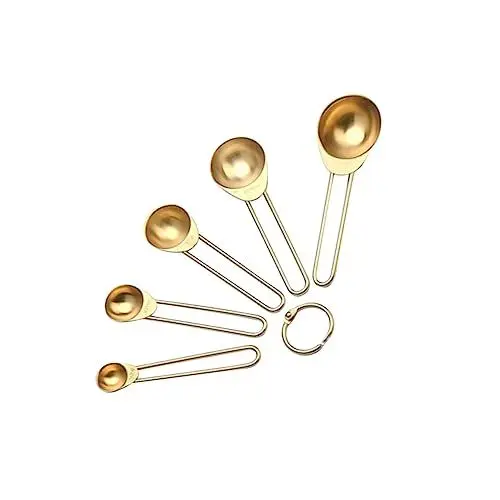 Produktbild: OKUMEYR Backen Messlöffel Set 5pcs Edelstahl Küche Werkzeug Goldene Farbe Nicht-griff
