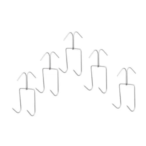 Produktbild: OKUMEYR 5St Grillhaken aufhängehaken hebehaken deckenhaken hanger hook doppelte Raucherhaken Haken zum Aufhängen von Schinken Wursthaken Geflügelhaken Schweinehaken Rostfreier Stahl Silver