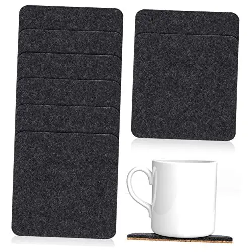Produktbild: OKUMEYR 8 Stück Filzkorken Quadrate Schwarz 10x10cm Für Getränke Und Möbel