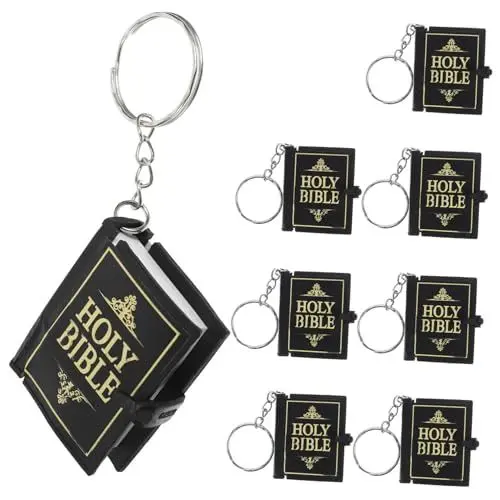 Produktbild: OKUMEYR Miniatur-bibel-schlüsselanhänger Aus Metall Religiöser Schlüsselanhänger Mini-bibel-anhänger Schlüsselring Taschenanhänger Rucksack-ornament Christliches