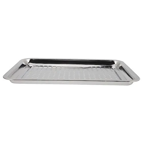 Produktbild: OKUMEYR BBQ-grillpfanne Outdoor-kochpfanne Grill-Wok Mit Antihaftbeschichtung Veranstalter Professionelle Grillpfanne Herdplatte Grill Backform Flach Essenstabletts Silver Rostfreier Stahl