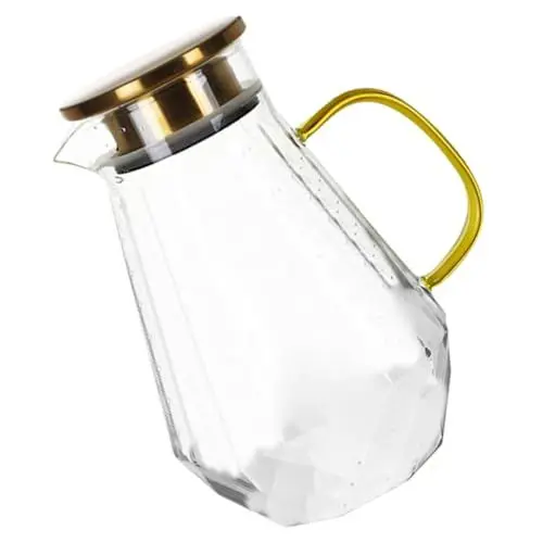 Produktbild: OKUMEYR Glaskanne Mit Deckel Wasserkocher Wasserkrug Wasserkessel Transparente Wasserflasche Glaskrug Hitzebeständiger Wassertopf Küchenversorgung Haushalt Küchenwaren Hohes Borosilikat