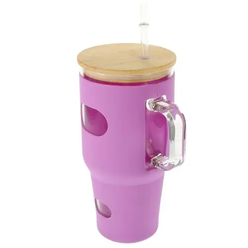 Produktbild: OKUMEYR Kaffee-Reisebecher Trinkflasche aus Stroh bedeckt trinkflasche büro Büro-Trinkflasche Tasse Strohhalme Glasbecher mit leere Saftflaschen Wasserbecher Startseite Reise-Becher