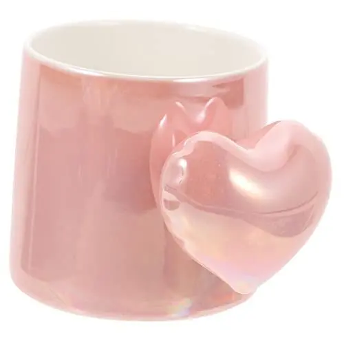 Produktbild: OKUMEYR Keramikbecher Reisebecher Tasse Personalisierte Kaffeetasse Tassen Für Männer Getränkebecher Für Zu Hause Tasse Mit Liebesgriff Frühstückstasse Kaffeetassen Mit Deckel Rosa