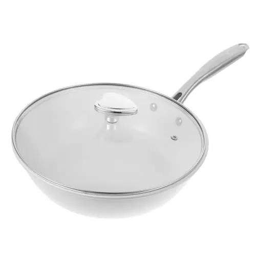 Produktbild: OKUMEYR Antihaft-wokpfanne Kleiner Keramik-wok Mit Deckel Einfach Zu Hause Für Die Küche Wok Gasherd Kompatibel