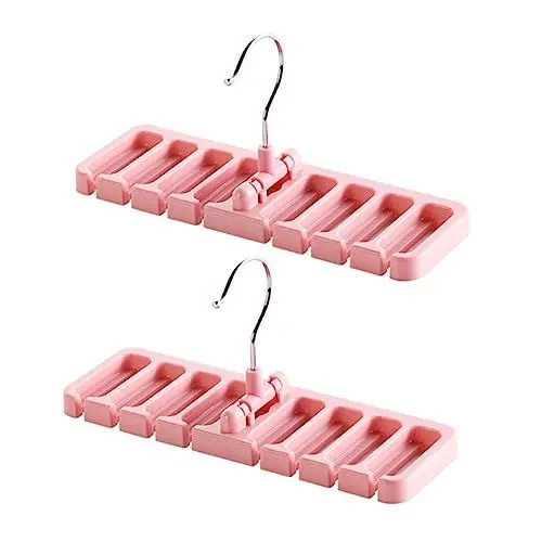 Produktbild: OKUMEYR Krawatten-Gürtel-Kleiderbügel Aufbewahrungs-Organizer Krawatten-Gürtel-Schal-Kleiderbügel Organizer Anti-Rutsch-Design passend für Kleiderstange Rosa