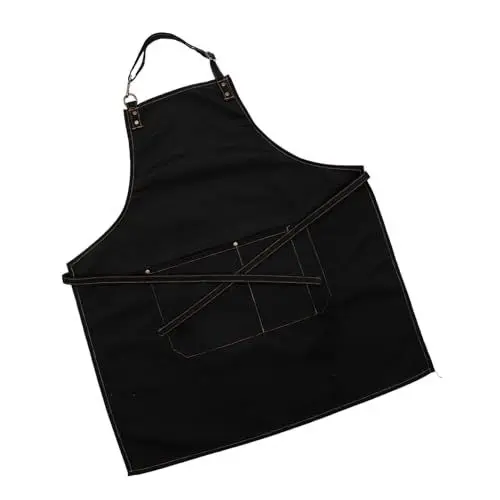 Produktbild: OKUMEYR Küchenschürze Grillschürze einfache Schürze frauen arbeiten schürze Friseurschürze schürze frauen kitchen apron grillrostreiniger Backzubehör ölbeständige Schürze Segeltuch Black
