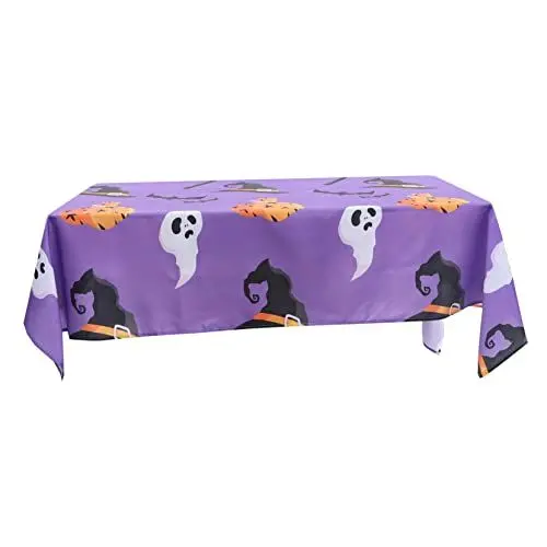 Produktbild: OKUMEYR Große Tischdecke aus Polyestermaterial Halloween-Kürbis- Dekoration für Zuhause und Abendessen
