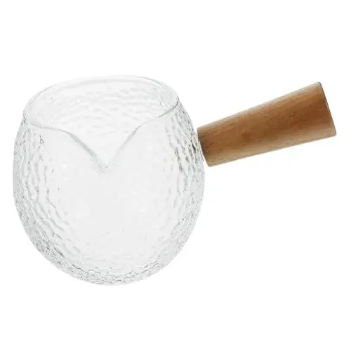 Produktbild: OKUMEYR Milchbecher Aus Gehämmertem Glas Milchkännchen Milchaufschäumkännchen Milchkrug Milchausgießkrug Espresso Dampfkrüge Wasserkrug Espressotassen Zuckerspender Mit Ausgießer