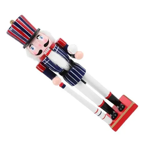 Produktbild: OKUMEYR Nussknackerfigur Im Sportstil Mit Baseball-Thema Schreibtischdekoration Aus Holz Für Festivals