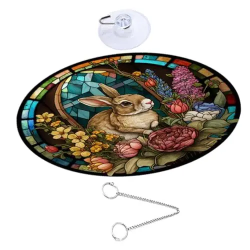 Produktbild: OKUMEYR Osterhase Blume Fenster Hängende Dekoration Acryl Gebeizt Ornament Für Innen