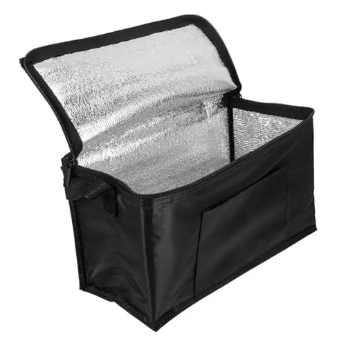 Produktbild: OKUMEYR Picnic Bag Picknick-thermotasche Dekorative Lunchtasche Kühlboxen Für Unterwegs Tragbare Kühlbox Kleiner Weicher Kühler Tragetaschen Für Lebensmittel Outdoor-lebensmitteltasche Vlies Black