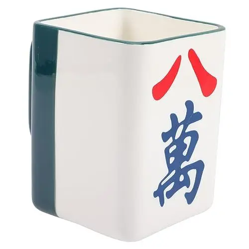 Produktbild: OKUMEYR Tasse Mahjong Design Porzellantasse Neuheitstasse Für Kaffee Tee Wasser