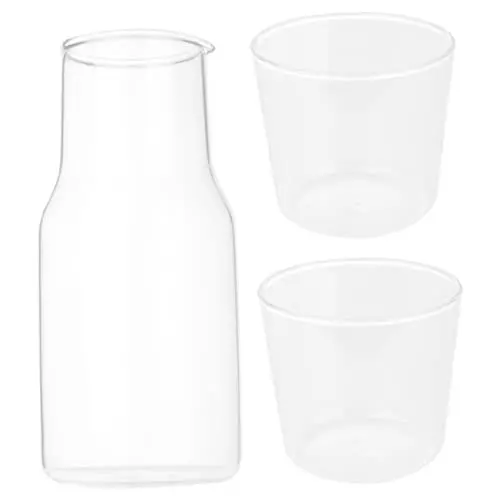 Produktbild: OKUMEYR Transparenter Wasserkaraffe Set Glaskrug Mit Deckel Multifunktionaler Wasserkrug Aus Hitzebeständigem Für Kalte Und Heiße Getränke Spülmaschinenfest