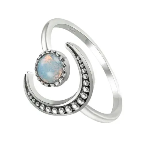 Produktbild: OKUMEYR Verstellbarer Ring mit Mondstein Kreatives Design Eleganter Schmuck für Damen für Partys und Besondere Anlässe Leicht und Angenehm zu Tragen