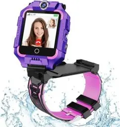 Produktbild: OKYUK 4G Kinder-Smartwatch, Smartwatch-Telefon mit 360° drehbar, GPS-Tracker, Anruf-SOS-Kamera WiFi, 3–12 Jahre alte Jungen-Mädchen-Geburtstagsgeschenk (T10 Cyan)