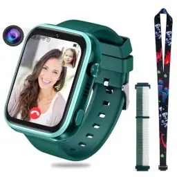 Produktbild: OKYUK 4G Smartwatch für Kinder, GPS-Tracker, mehrere Desktop-Stile zur Auswahl, Zwei-Wege-Anrufe, Bildkompetenz, SOS, WLAN, wasserdichter Touchscreen für 4–12 Jungen und Mädchen (Blau) (T45 Grün)