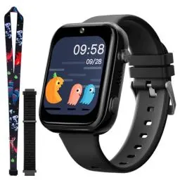 Produktbild: OKYUK T45 Smartwatch Kinder, 4G Kinder smartwatch, GPS Tracker Kinder,Armbanduhr Kinder Junge,kinderuhr mit Video Phone Call, Nachrichten, Schulmodus, SOS-Funktion, Kamera und Schrittzähler (Schwarz)