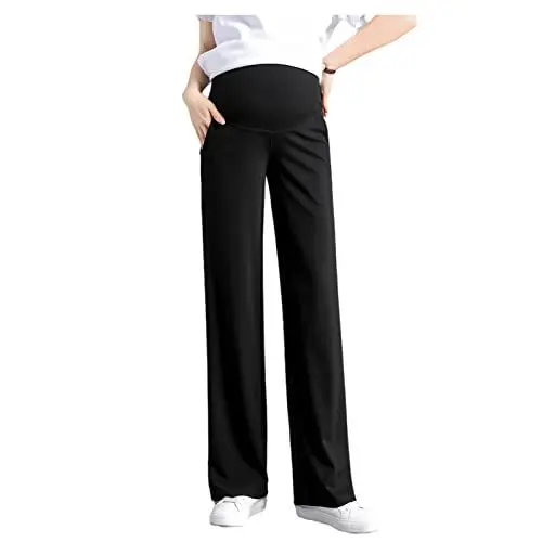 Produktbild: Olamao Umstandshose, schmale Hose mit weitem Bein, Taillenverstellgürtel, modisch, bequem(3XL)