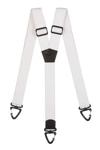 Produktbild: Olata Robuste Y-Hosenträger mit Kunststoff-Karabinerhaken – 4 cm Breit, Elastisch, Ideal für Arbeit und Outdoor-Aktivitäten. Weiß