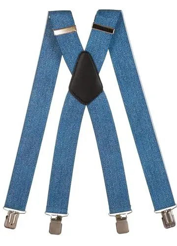 Produktbild: Olata Hosenträger extra starken mit 4 Clips X-Form, Gedruckt Design - 4cm. Denim B