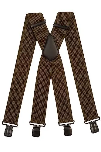 Produktbild: Olata Extra Breite Hosenträger für Herren – 5 cm breit, Robust und Verstellbar mit Stabilen Clips, Ideal für Arbeit und Elegante Outfits. Olivgrün (Schwarz Clips)
