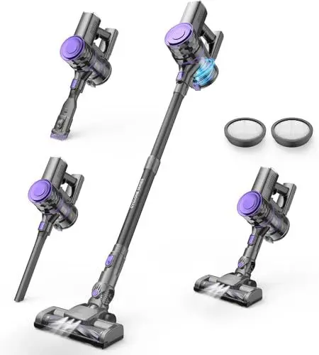 Produktbild: OLAYMEY Akku Staubsauger V800, 25000Pa Staubsauger Kabellos Akkustaubsauger mit Anti-Tangle-Bodenbürste, Kabelloser Staubsauger bis zu 40 Min Laufzeit für Hartböden Teppich Tierhaare