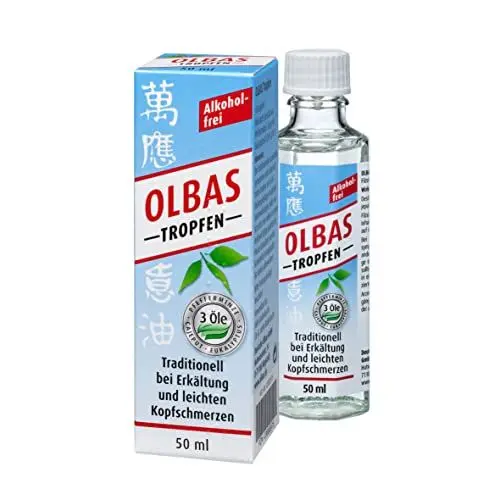 Produktbild: Olbas Tropfen – 1x 50 ml – zur Einnahme und Inhalation bei Erkältungskrankheiten- zur äußerlichen Anwendung bei leichten Kopfschmerzen - traditionell - alkoholfrei