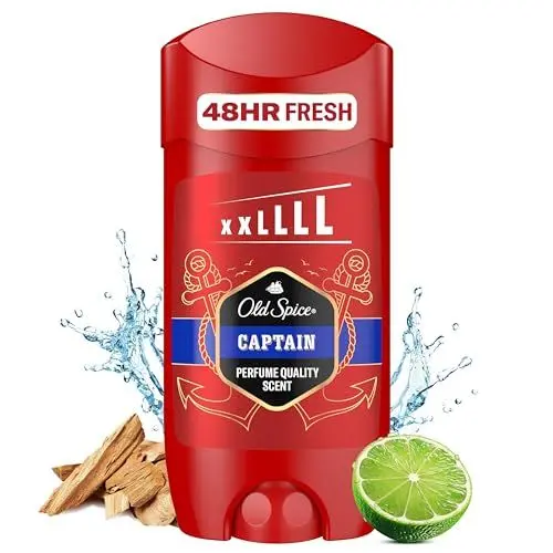 Produktbild: Old Spice Captain Deostick für Männer 85 ml, 24/7 Frischhh bei täglicher Anwendung, langanhaltender Duft in Parfumqualität, Schutz vor Gerüchen, Ohne Aluminiumsalze, unsichtbar auf Schwarz und Weiß